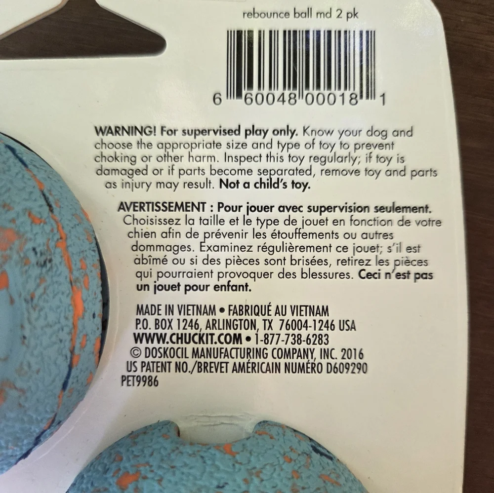 NWT Chuckit! Rebounce ball two-pack - M (2.5 inches)